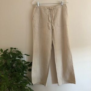 VINTAGE Linen drawstring waist easy pants